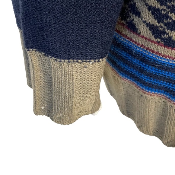 Woman Within Sz 14/16 Navy Tan Striped Horn Button Tunic Cardigan - Picture 9 of 11